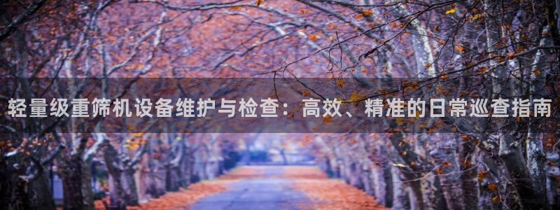 天宏娱乐是干嘛的：轻量级重筛机设备维护与检查：高效、精准的日